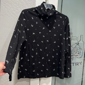 Serengeti Long Sleeve Turtle Neck Cat 🐈‍⬛ Cotton black shirt turtleneck large